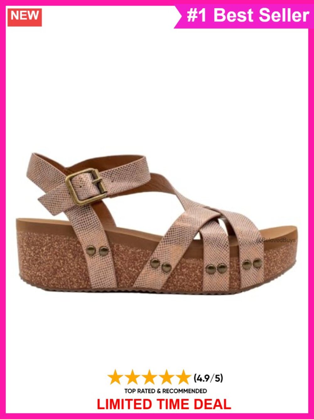 Women's Faux Leather Wedge Sandal Slingback Open Toe Casual